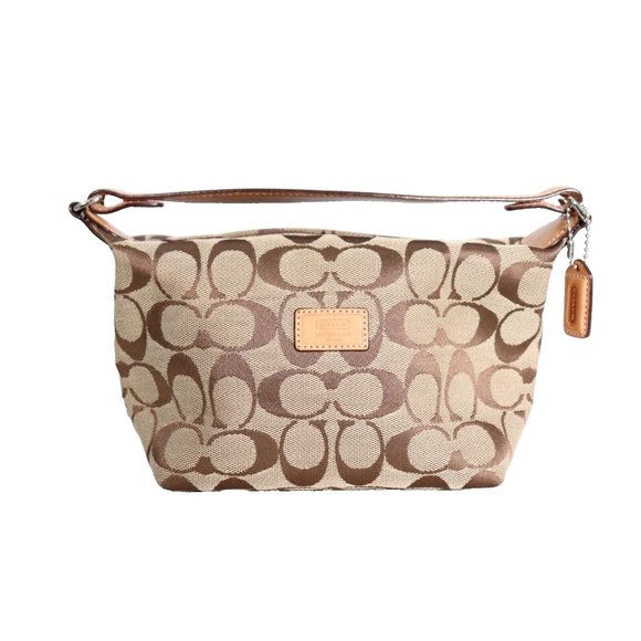 Coach Handbags - Coach Signature Women's Small Brown Monogram Baguette Bag Y2K Logo Fabric Purse